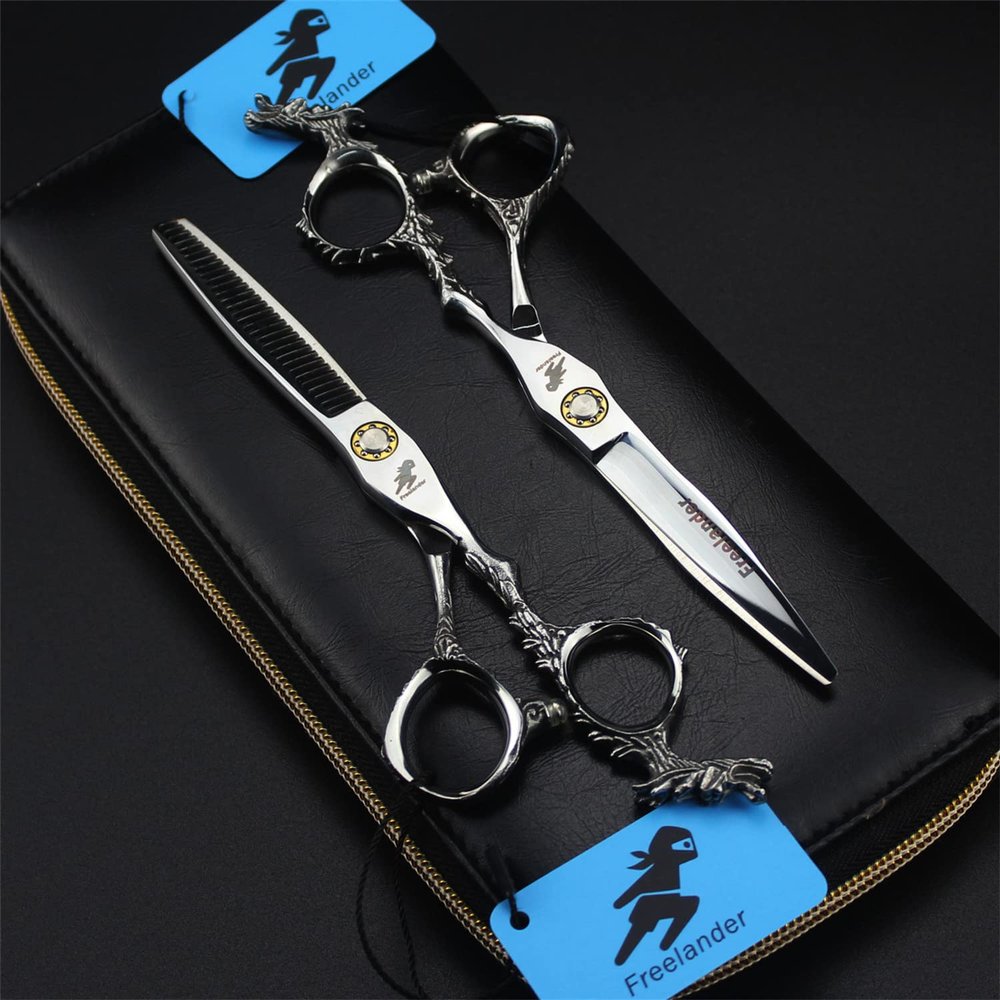 6.0 Inch Hair Cutting Scissors Kit, Professional Hair Cutting Scissors Shears Set, Hairdressing Scissors Kit, for Men Women, Barber Hairdressing Shears Kit(Silver)