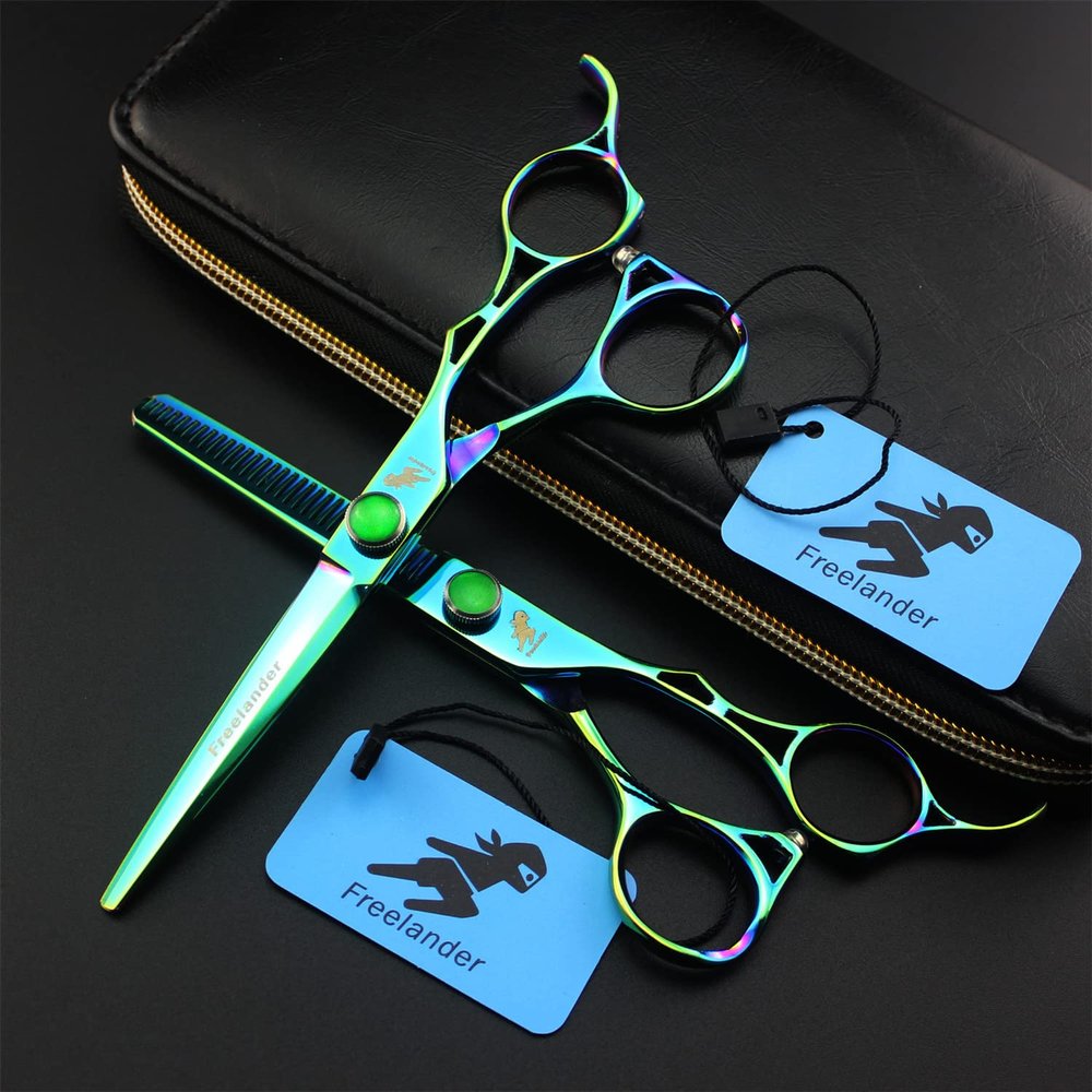 6.0 Inch Hair Cutting Scissors Kit, Professional Hair Cutting Scissors Shears Set, Hairdressing Scissors Kit, for Men Women, Barber Hairdressing Shears Kit(Green)