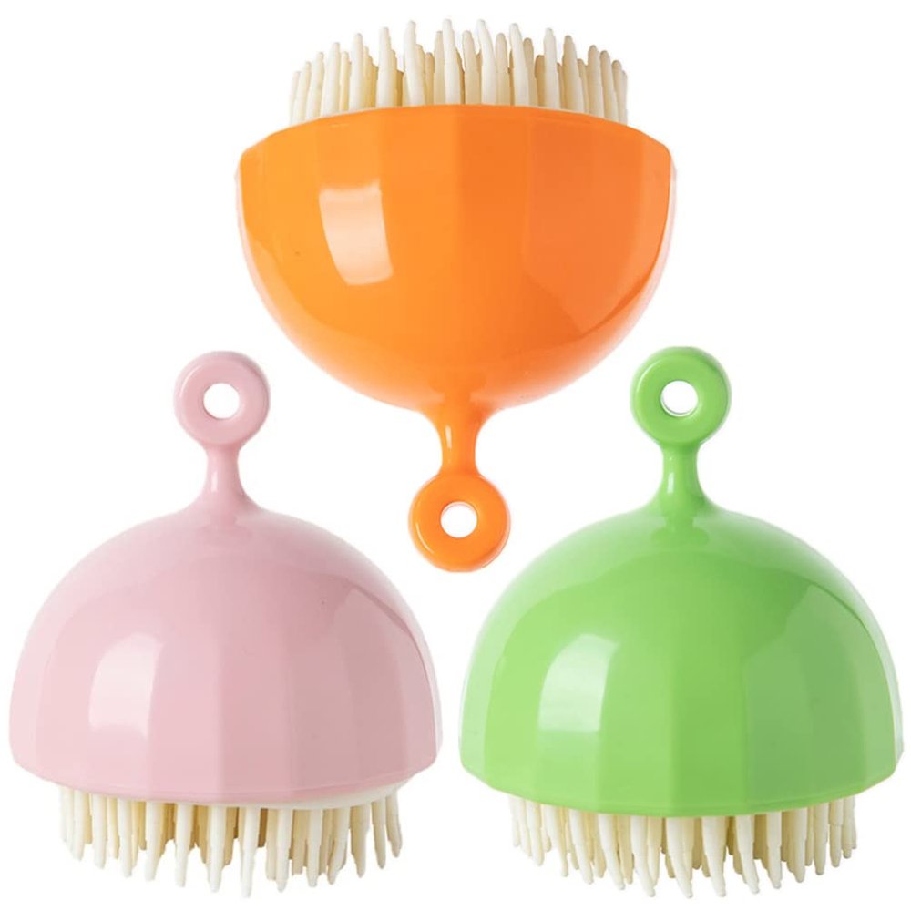Beavorty 3pcs Bath Brushes for Gentle Exfoliation Wear-Resistant Shower Scrubbers Toast and Cherry Blossom for Daily Use and Care