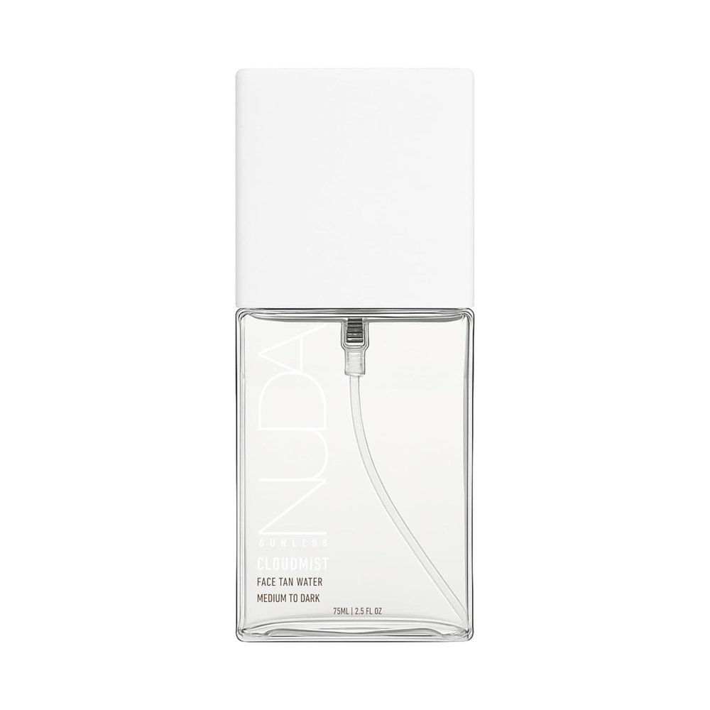 Nuda CloudMist, Medium to Dark | Lightweight Hydrating Face Tan Mist | Made with Aloe Vera and White Tea Extract | Buildable Clear Water Spray Self Tanning Solution, Cruelty Free, (75 mL)