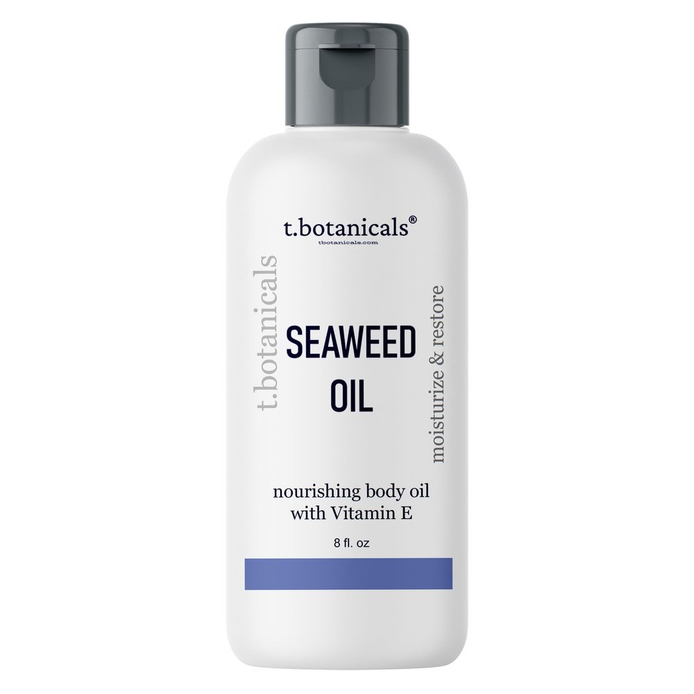 Seaweed Body Oil 8 oz. Nourishing Sea Moss Oil Fast Absorbing Firming Anti-Aging Non-Greasy Oil Day and Night Massage Kelp Moisturizer for Dry Dull, Sagging Skin, Face, Hair, Foot, Hands (Lavender)