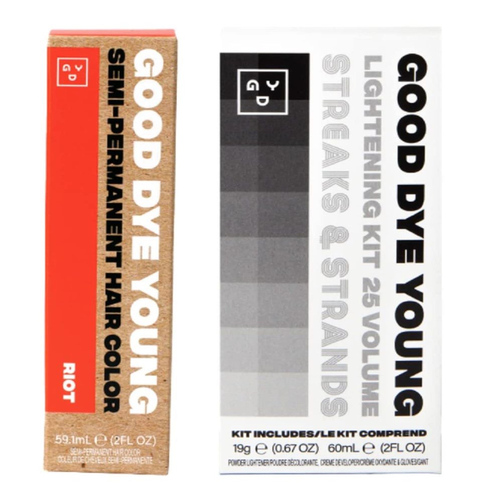 Good Dye Young Streaks and Strands Semi Permanent Hair Dye (Riot) with Lightning Kit - 2 oz,