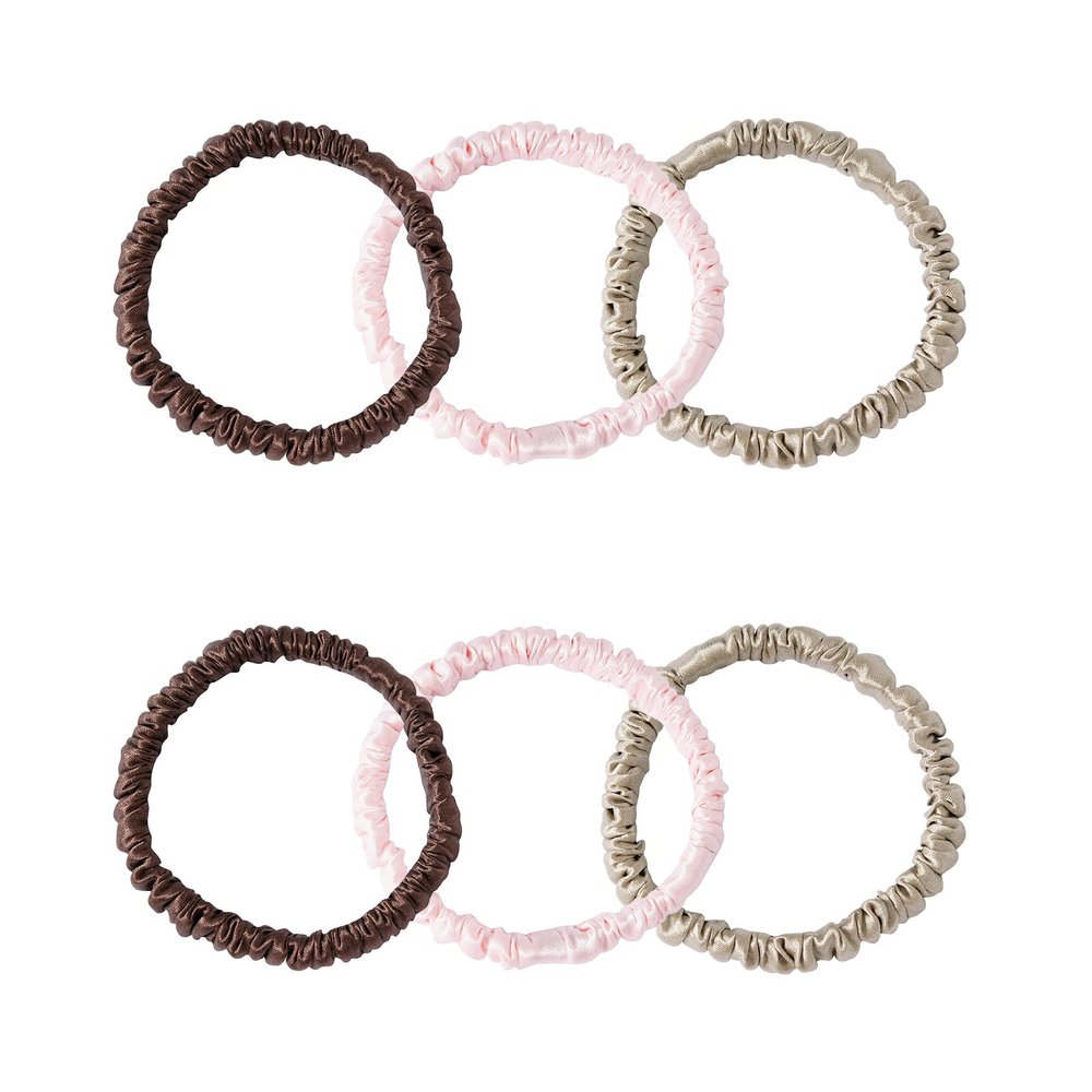 SOBONNY Silk Scrunchies Pack of 6 Pure Mulberry Silk Hair Ties with Elastic Band Silk Scrunchie for Hair No Damage