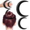2 Pcs Hand Carved Crescent Moon Hair Fork for Women Moon Hair Stick Wooden Moon Hair Clip Crescent Moon Hairpin Wood Moon Hair Accessories Hair Styling Pins Moon Barrettes, 2 Sizes (Black) view 1