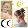 2 Pcs Hand Carved Crescent Moon Hair Fork for Women Moon Hair Stick Wooden Moon Hair Clip Crescent Moon Hairpin Wood Moon Hair Accessories Hair Styling Pins Moon Barrettes, 2 Sizes (Black) view 3