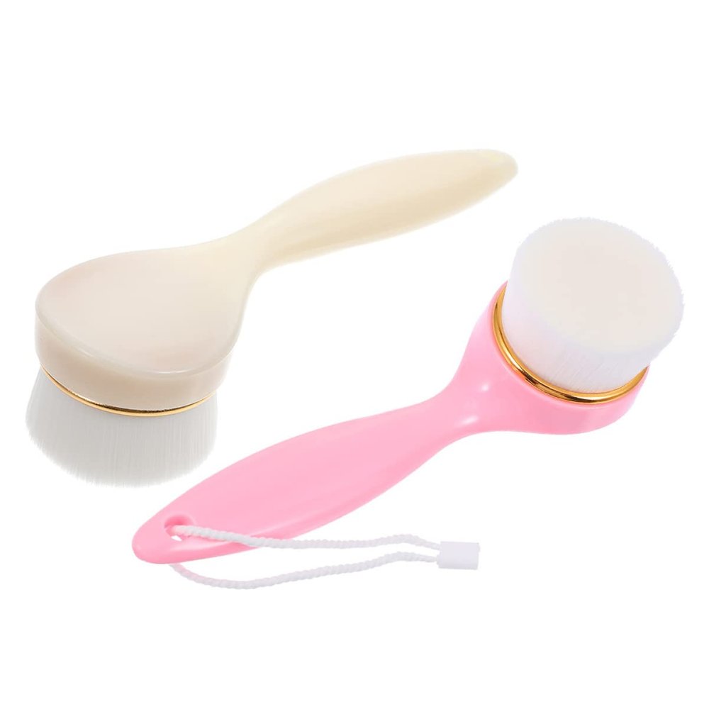 minkissy 2pcs Handle Facial Cleansing Brush Soft Fiber Exfoliating Tool for Deep Cleaning for Skin Care Portable and Lightweight for Travel Use