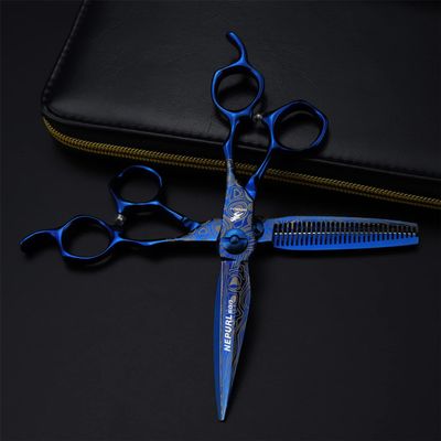 6.0 Inch Hair Cutting Scissors Kit, Professional Hair Cutting Scissors Shears Set, Hairdressing Scissors Kit,for Home, Salon, Barber(Blue)