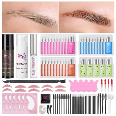 PERMANIA Brow Lamination Kit - Lash Lift & Eyebrow Color, Make Eyelash Perm Voluminous & Curl - Salon & Home Use - Lasts Up to 6 Weeks