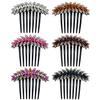 inSowni 6 Pack Luxury Glitter Sparkly Gems Rhinestones Crystals leaf Black Plastic Decorative Hair Side Combs French Twist Slides with Long Teeth Hair Bun Updo Accessories Hairpins Barrettes Clips for view 1