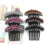 inSowni 6 Pack Luxury Glitter Sparkly Gems Rhinestones Crystals leaf Black Plastic Decorative Hair Side Combs French Twist Slides with Long Teeth Hair Bun Updo Accessories Hairpins Barrettes Clips for view 4