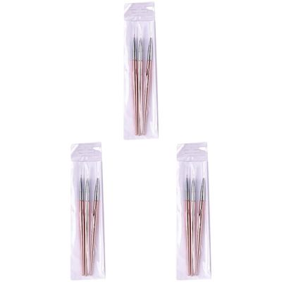 FRCOLOR 9pcs Nail Art Brush Rose Gold Drawing Line Pen for Professional Manicure for Nail Art Designs Portable