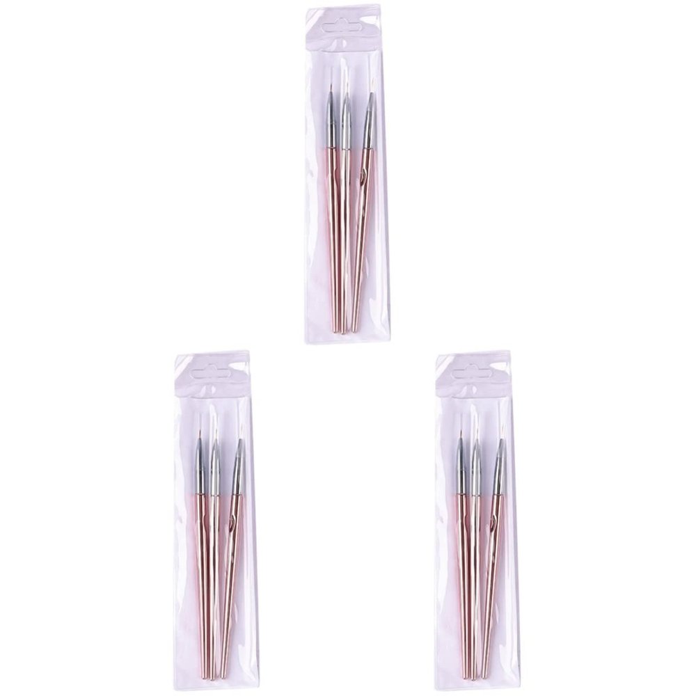 FRCOLOR 9pcs Nail Art Brush Rose Gold Drawing Line Pen for Professional Manicure for Nail Art Designs Portable