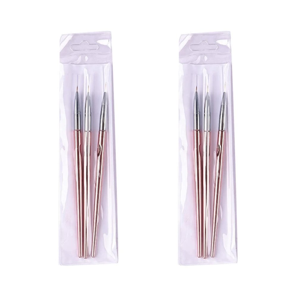 FRCOLOR 6pcs Nail Art Liner Brush Rose Gold Nail Gel Painting Tool for Manicure for Home and Salon Use Lightweight and Comfortable Design