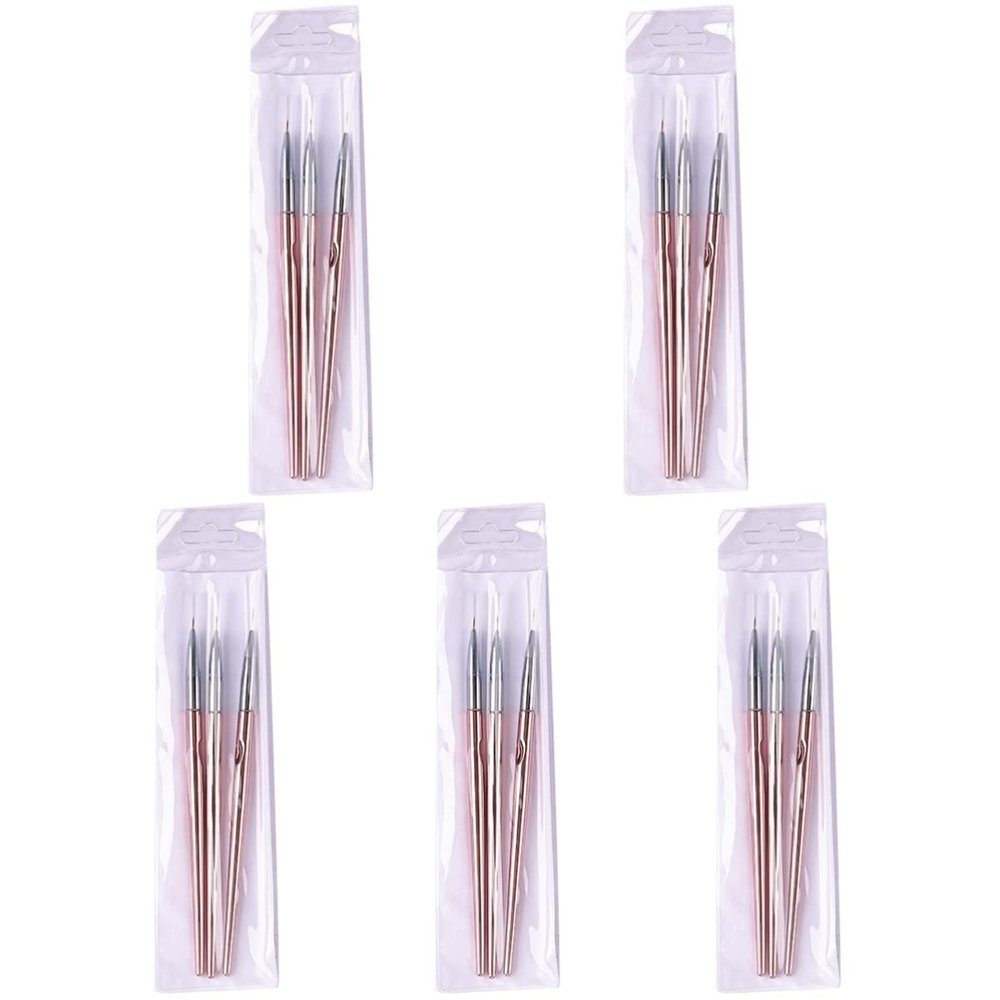 FRCOLOR 15pcs Nail Art Brush Rose Gold Drawing Pens for Manicure Art for Professional Nail Technicians and Enthusiasts Create Intricate Designs and Patterns