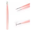 FADLASH Precision Lash Tweezers - Straight Fiber Tip Eyelash Extension Tweezers - Professional Artist Tech Work Kit - Pink view 1