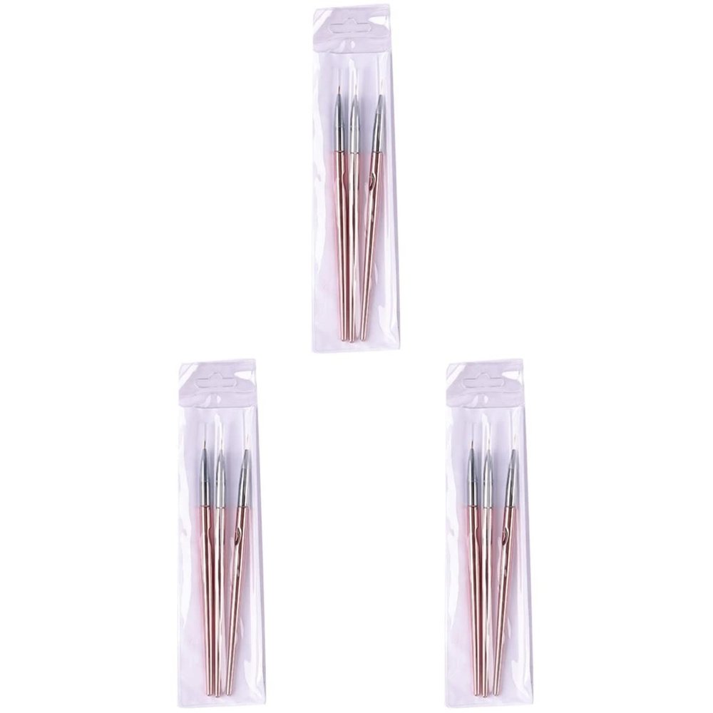 Beaupretty 9pcs Rose Gold Nail Art Liner Brush for Manicure Lightweight and Nail Brushes for Salon and Home Use