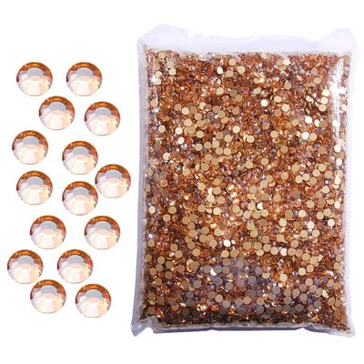 Hisenlee Nail Supplies Wholesale Golden Champagne 14400PCS Crystal Glass Rhinestone Luxury Design Stones for Professional Nail Art Studio (SS51.7-1.8mm)