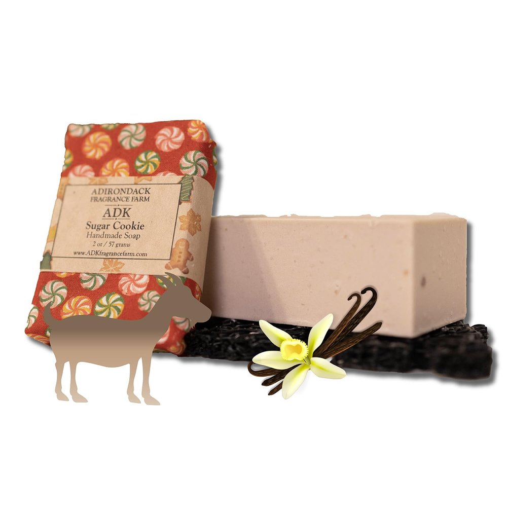 ADK Sugar Cookie Scent All Natural Soap Bar 2oz., Handmade Vegan Olive Oil Body Soap for Dry and Sensitive Skin, Moisturising for Men, Women & Babies, Produced in the USA
