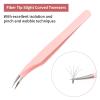 Pink Dolphin-shaped Eyelash Tweezers for Extensions - Curved, Fine, Angled view 2