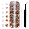 4240Pcs Champagne Flatback Rhinestones 6 Sizes Crystal Diamonds for Nail Art Crafts Clothes Shoes with Tweezers and Picking Pen view 1