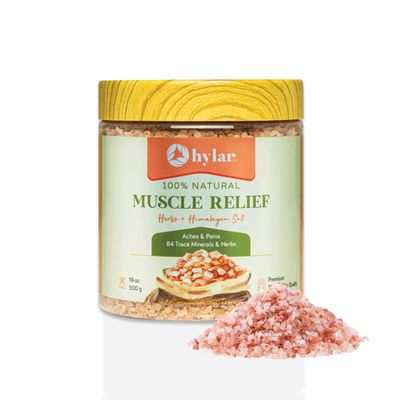 HYLAR Muscle Relief with Himalayan Pink Salt - 100% Natural Herbs - Salts Bath Soak - Muscle Relief - 19 Oz