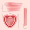 Silicone Brush Cleaning Bowl, Brush Bristle Cleaner, Brush Cleaning Mat, Foldable and Portable, Brush Washing Tool Brush Scrubber for Removing Oil & Impurities,Suitable for All Kinds Brush, Pink view 3