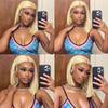 13x4 613 Blonde Straight HD Transparent Lace Front Human Hair Short Bob Wig for Women Pre Plucked Brzilian Remy Hair With Baby Hair Glueless Natural Hairline Bleached Knots 150% Density 10 Inch view 4