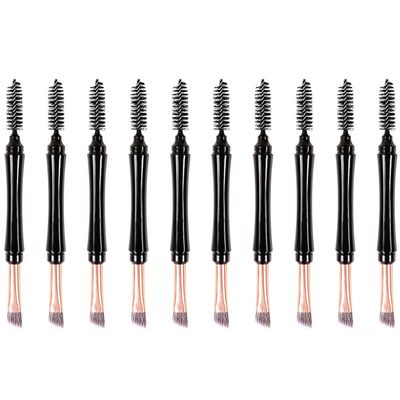 Beavorty 10pcs Dual Tip Eyebrow Makeup Brush Portable Eyelash and Brow Tool for Easy Application for Beginners and Artists for Daily Eye Makeup