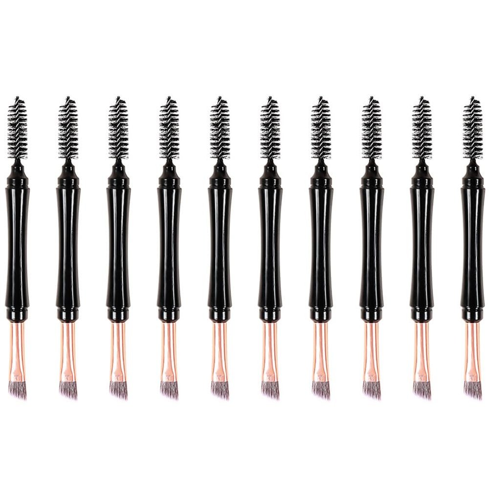 Beavorty 10pcs Dual Tip Eyebrow Makeup Brush Portable Eyelash and Brow Tool for Easy Application for Beginners and Artists for Daily Eye Makeup