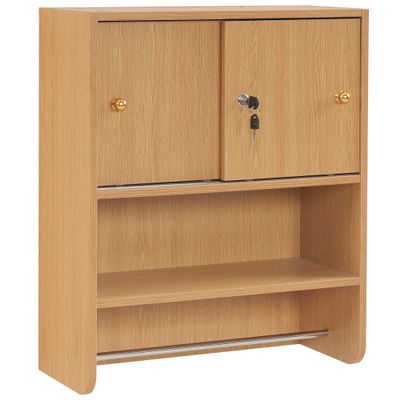 BarberPub Wall Mounted Styling Station Storage Cabinet with Sliding Doors Salon Beauty Spa Equipment for Barber Salon 2204 (Oak)