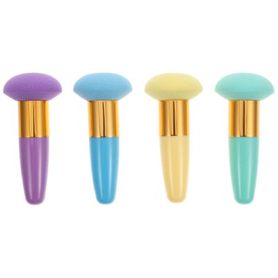 4Pcs Makeup Sponge Cosmetic Puff Latex Face Sponge Beauty Puff Makeup Brush Mushroom with Handle Foundation Tools Set 2