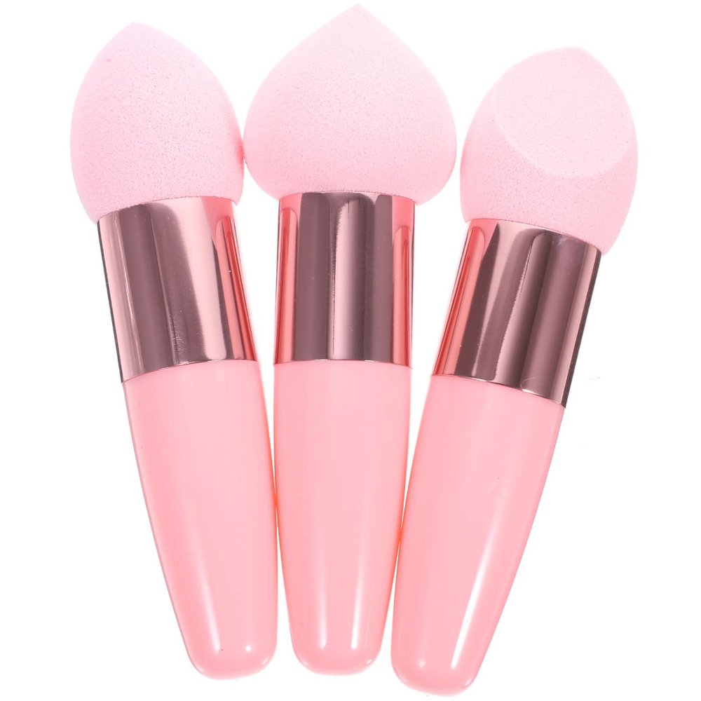 FRCOLOR 3pcs Beauty Makeup Tools Dual-ended Sponge Applicators for Foundation Blush and Powder for All Skin Types Quick Handy Use for Various Cosmetics