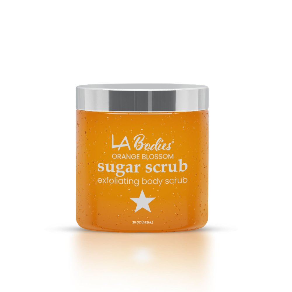 LA Bodies Sugar Scrub Exfoliating with Orange Blossom and Other Natural Ingredients for Body Scrub and Foot Scrub - Soft Scrub for Nourishing Essential Skin Care, 20 oz (592 mL), Made in USA