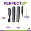 MARS Wellness 4 Piece Professional Comb Set Black BULK 20 Pack - USA MADE - Fine Pro Tail, Dresser Hair Comb Styling Comb - for Men Women - Parting Teasing and Styling view 4