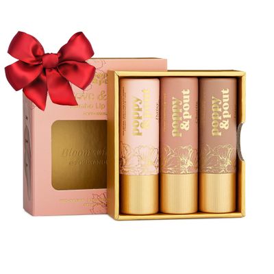 Poppy & Pout All Natural Lip Tints, Sustainable Cardboard Tubes, Hand-filled, Beeswax, Vitamin E, Coconut Oil, Cruelty Free (Love & Light Shades Trio)