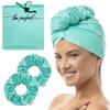 THE PERFECT HAIRCARE Microfiber Hair Towel Wrap + 2 Smooth Large Hair Drying Tie for Wet Hair - Anti-Frizz, Gentle, Absorbent Hair Scrunchies or Face Washing Wristband view 1