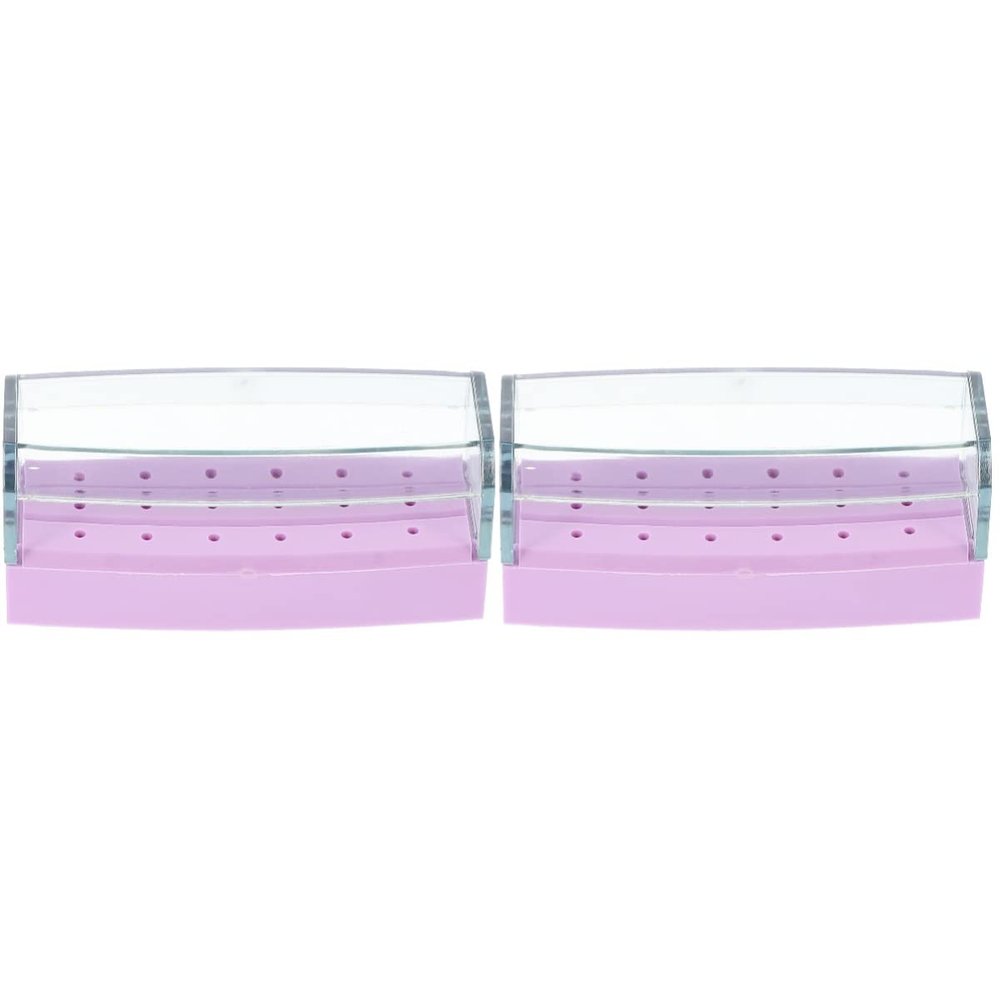 minkissy 2pcs Professional Nail Drill Bits Storage Box Nail Grinding Case Organizer for Easy Access and Storage Made from Plastic Material