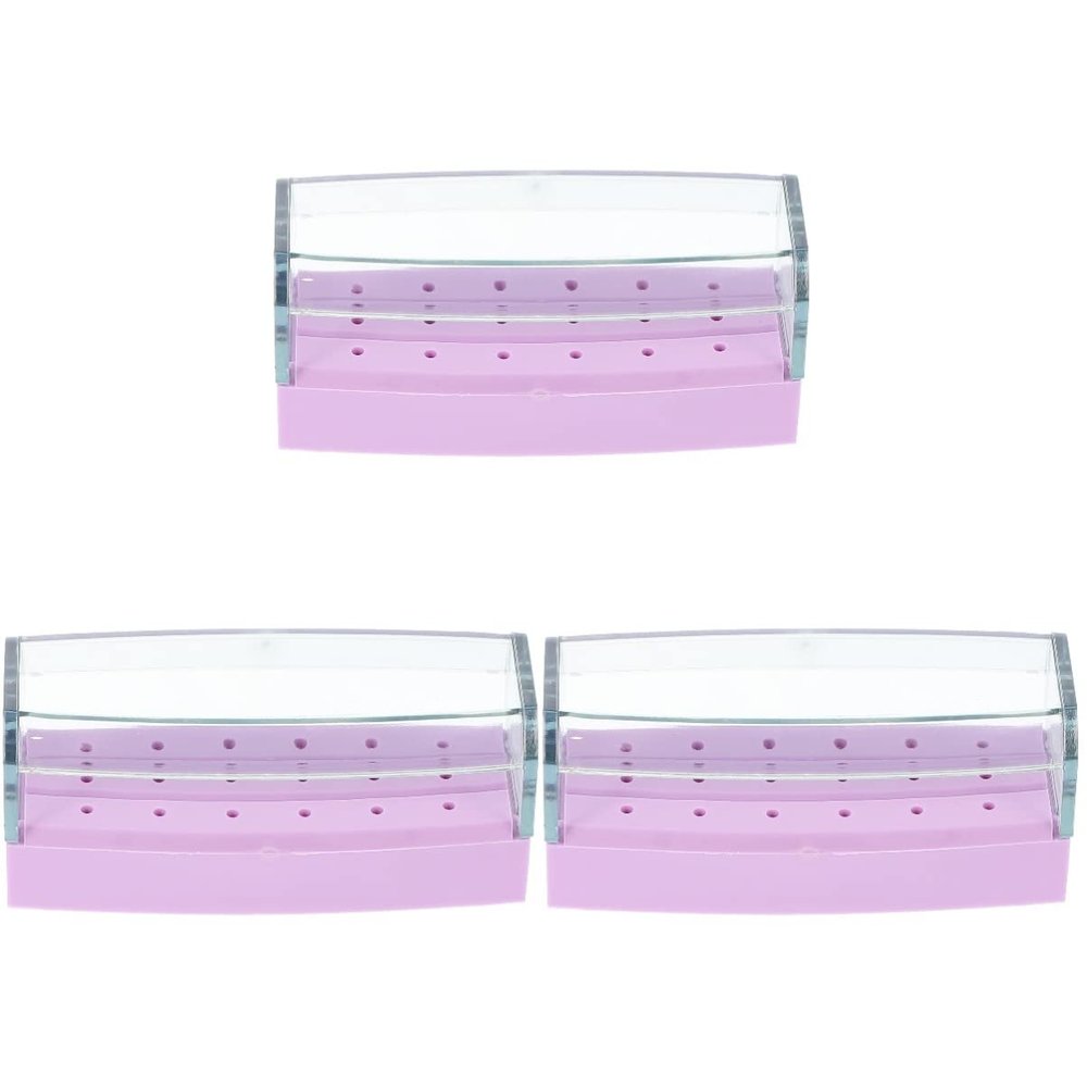minkissy 3pcs Nail Drill Bit Storage Case Organizer for Polishing Stylish and Compact Design for Nail Art Practice for Home and Salon Use Plastic Material