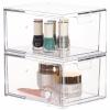 Cq acrylic Stackable Storage Drawers Set of 2,Under Cabinet Stackable Bins and Pull out Drawers Storage Container,4.4'' Tall Clear Plastic Organizer Bins for Makeup,Beauty Product,Machine Organizing view 1