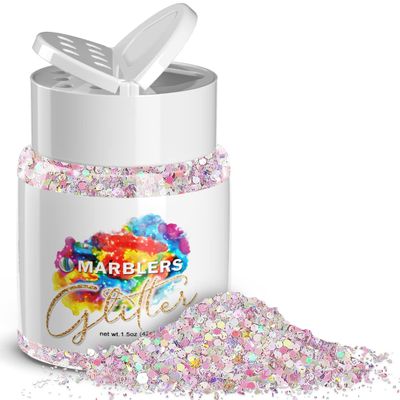 MARBLERS Holographic Glitter [Mixed Pink] 1.5oz (42g) | Chunky | Non-Toxic, Vegan, Cruelty-Free | Face, Body, Eyeshadow, Hair, Festival, Party Makeup | Nail Art, Polish | Resin, Tumbler, Slime, Craft