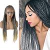 30" Box Braided Wig for Black Women Lightweight Swiss Lace Front Hand Braided Wig with Natural Baby Hair Micro Cornrow Gule Less Synthetic Hair Wigs for African American Woman (#1B/613T Black Blonde Ombre) view 1
