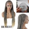 30" Box Braided Wig for Black Women Lightweight Swiss Lace Front Hand Braided Wig with Natural Baby Hair Micro Cornrow Gule Less Synthetic Hair Wigs for African American Woman (#1B/613T Black Blonde Ombre) view 2