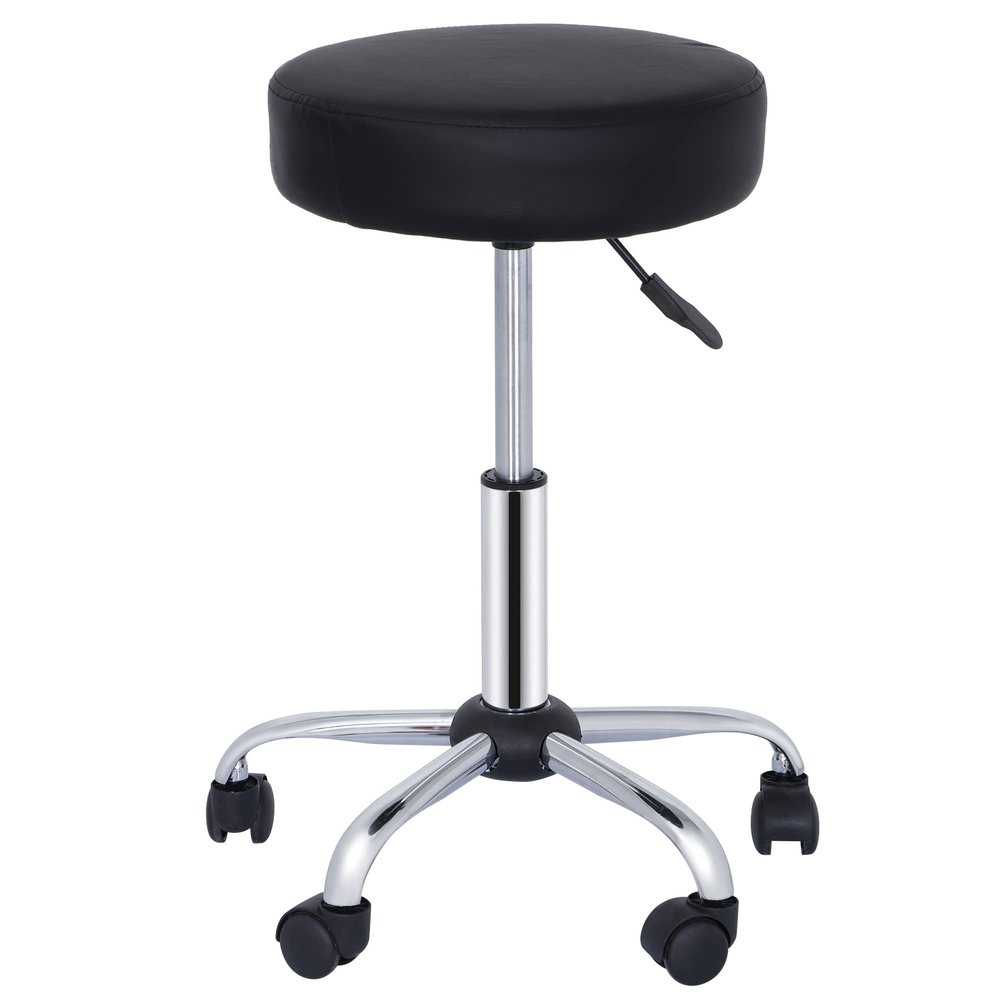Adjustable Height Rolling Salon Stool Swivel Chair Medical Office Spa Stool Soft Hydraulic Chair with Wheels, Black