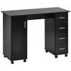 Goujxcy Manicure Nail Desk for Technician, Wooden Salon Spa Nail Table Station w/Cabinet, Drawers, Controllable Wheels (Black) view 1