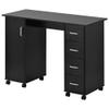 Goujxcy Manicure Nail Desk for Technician, Wooden Salon Spa Nail Table Station w/Cabinet, Drawers, Controllable Wheels (Black) view 3