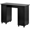 Goujxcy Manicure Nail Desk for Technician, Wooden Salon Spa Nail Table Station w/Cabinet, Drawers, Controllable Wheels (Black) view 4