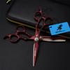6.0" Professional Japan 440C Hair Cutting Shears, Hair Cutting Scissors Set, Barber Scissors, for Barber Or Home Use, Plus Bonus Faux Leather Case(Red) view 1
