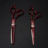 6.0" Professional Japan 440C Hair Cutting Shears, Hair Cutting Scissors Set, Barber Scissors, for Barber Or Home Use, Plus Bonus Faux Leather Case(Red) view 3
