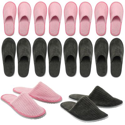 Zhehao 10 Pairs Disposable Slippers Washable House Slippers for Guests Bulk Women Men Spa Hotel Bath Slipper Soft Cotton Linen Non Slip Breathable for Indoor Travel Bedroom Party(Pink, Gray)
