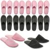 Zhehao 10 Pairs Disposable Slippers Washable House Slippers for Guests Bulk Women Men Spa Hotel Bath Slipper Soft Cotton Linen Non Slip Breathable for Indoor Travel Bedroom Party(Pink, Gray) view 1